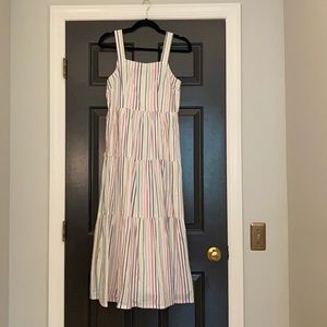 J. Crew Factory Rainbow Striped Tiered Dress